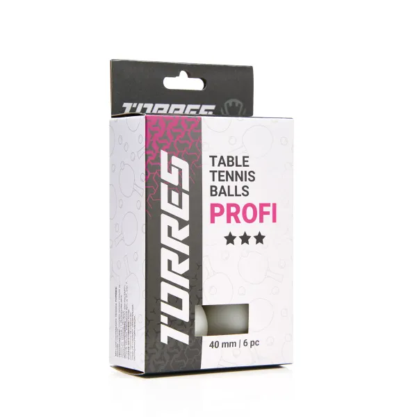 Мяч для наст. тенниса TORRES Profi 3*, TT23012, диам. 40+мм, упак. 6 шт, белый за 338.30 ₽ в Тамбове