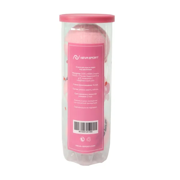 Мяч для падела NS Sakura, UAA2, уп.3 шт, сукно, нат.резина, розовый за 824.50 ₽ в Тамбове