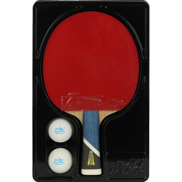 Ракетка для н/т DOUBLE FISH 5A+C, для продвин, ITTF Appr, накл. 2,1 мм, конич. ручка+ 2 мяча V40+мм за 2&nbsp;779.50 ₽ в Тамбове